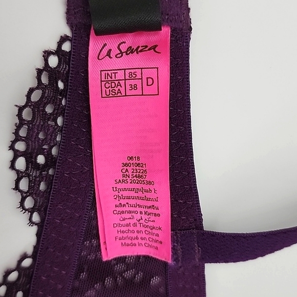 ⭐️2/ $40⭐️ La SENZA Obsession Dark Plum Purple Push Up Underwire Lace Bra 38D - Picture 14 of 14